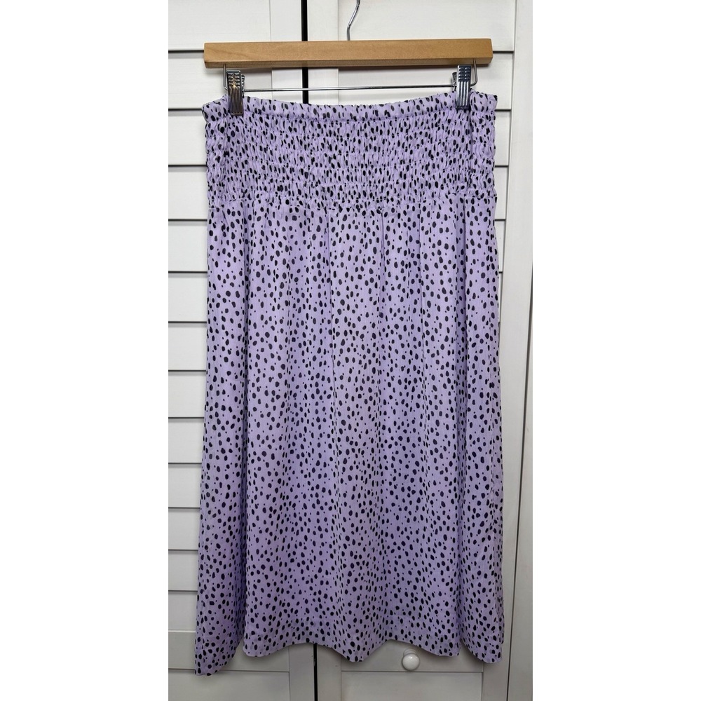 Banana Republic Polka Dot Pull On Smocked Flowy Midi Skirt Women's Size Medium
